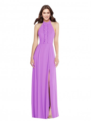 A-Line Halter Neck Soft Chiffon Long Violet Formal Evening Gown / Bridesmaid Dress Sydney