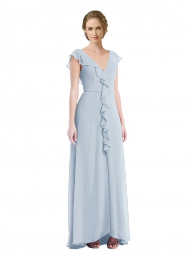 A-Line V-Neck Soft Chiffon Long Sea Glass Black Tie Evening Gown / Bridesmaid Dress Sydney