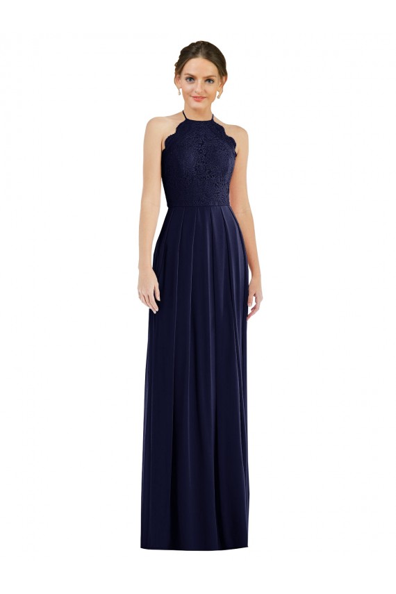 A-Line Halter Neck Soft Chiffon Long Dark Navy Semi Formal Evening Dress / Bridesmaid Dress Sydney