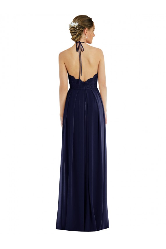 A-Line Halter Neck Soft Chiffon Long Dark Navy Semi Formal Evening Dress / Bridesmaid Dress Sydney