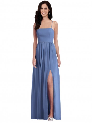 A-Line Spaghetti Straps Soft Chiffon Long Windsor Blue Semi Formal Evening Dress / Bridesmaid Dress Sydney