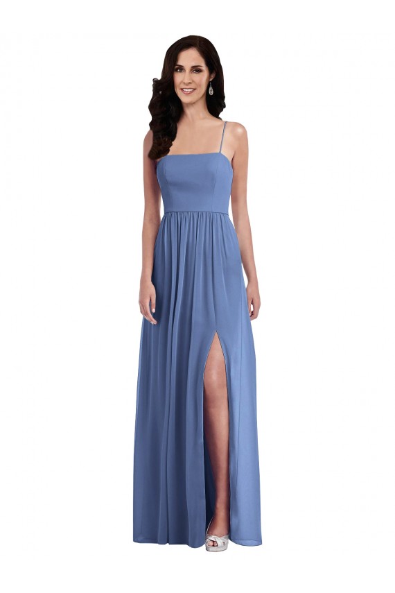 A-Line Spaghetti Straps Soft Chiffon Long Windsor Blue Semi Formal Evening Dress / Bridesmaid Dress Sydney