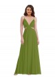 A-Line V-Neck Soft Chiffon Long Olive Green Plus Size Evening Gown / Bridesmaid Dress Sydney