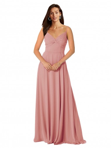 A-Line V-Neck Lxue Chiffon Long Bliss Pink Bridesmaid Dress Sydney