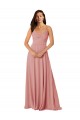 A-Line V-Neck Lxue Chiffon Long Bliss Pink Bridesmaid Dress Sydney