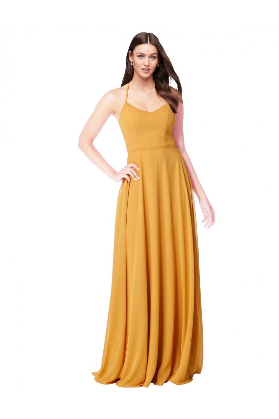 A-Line V-Neck Soft Chiffon Long Saffron Formal Dress / Bridesmaid Dress Sydney
