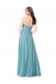 A-Line V-Neck Soft Chiffon Long Turquoise Bridesmaid Dress Sydney
