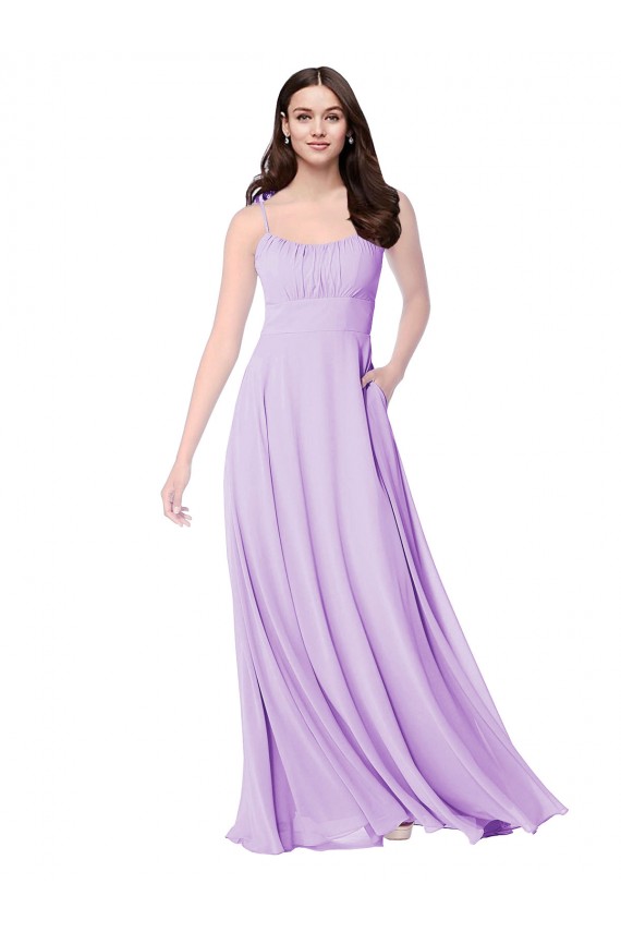 A-Line Scoop Neck Soft Chiffon Long Lilac Bridesmaid Dress Sydney