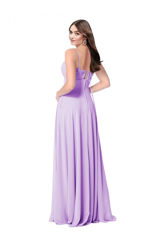 A-Line Scoop Neck Soft Chiffon Long Lilac Bridesmaid Dress Sydney