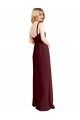A-Line Square Neck Soft Chiffon Long Burgundy Gold Bridesmaid Dress Sydney