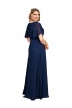 A-Line V-Neck Soft Chiffon Long Dark Navy Formal Plus Size Evening Gown / Prom Dress / Bridesmaid Dress Sydney