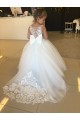 Ball Gown Sweetheart Tulle & Lace Chapel Train Champagne Flower Girl Dress Sydney