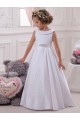 Ball Gown Bateau Neck Satin & Lace Long Ivory Flower Girl Dress Sydney