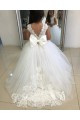 Ball Gown Bateau Neckline Tulle & Lace Chapel Train Ivory Flower Girl Dress Sydney