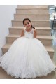 Ball Gown High Neck Tulle & Lace Long Ivory Flower Girl Dress Sydney
