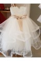 Ball Gown High Neck Tulle & Lace Long Ivory Flower Girl Wedding Dress Sydney
