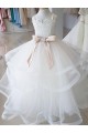 Ball Gown High Neck Tulle & Lace Long Ivory Flower Girl Wedding Dress Sydney