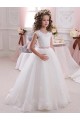 Ball Gowns High Neck Tulle & Lace Long Ivory Flower Girl Dress Sydney