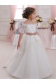 Ball Gown High Neck Tulle & Lace Long Ivory Flower Girl Dresses Sydney