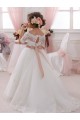 Ball Gown High Neck Tulle & Lace Long Ivory Flower Girl Dresses Sydney