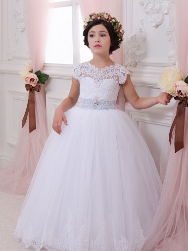 Ball Gown Sweetheart Tulle & Lace Chapel Train Ivory Flower Girl Dresses Sydney