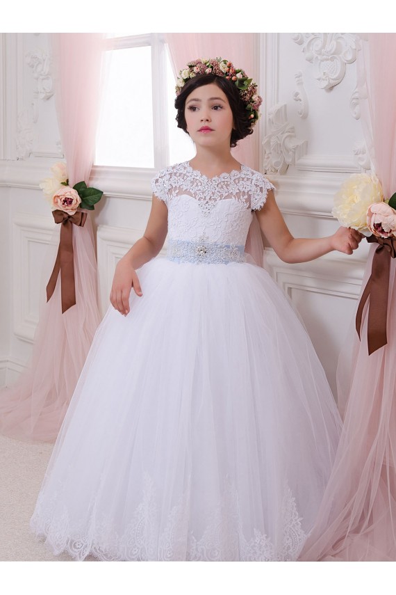 Ball Gown Sweetheart Tulle & Lace Chapel Train Ivory Flower Girl Dresses Sydney