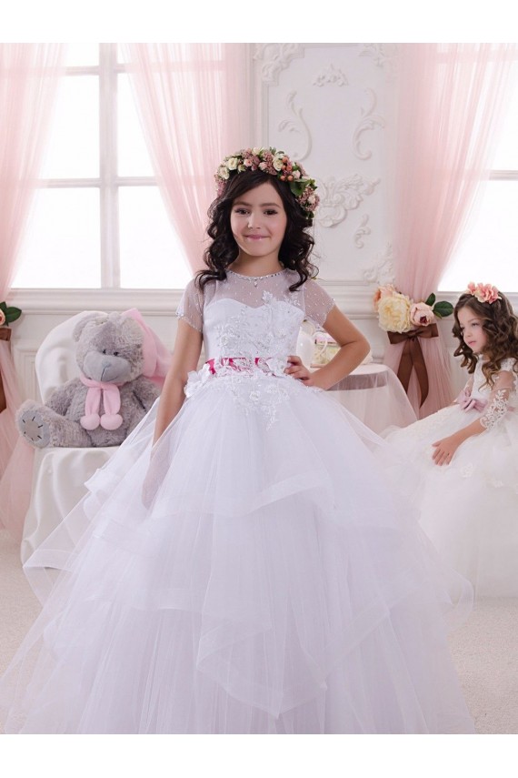 Ball Gown Sweetheart Tulle & Lace Long Ivory Little Flower Girl Dress Sydney