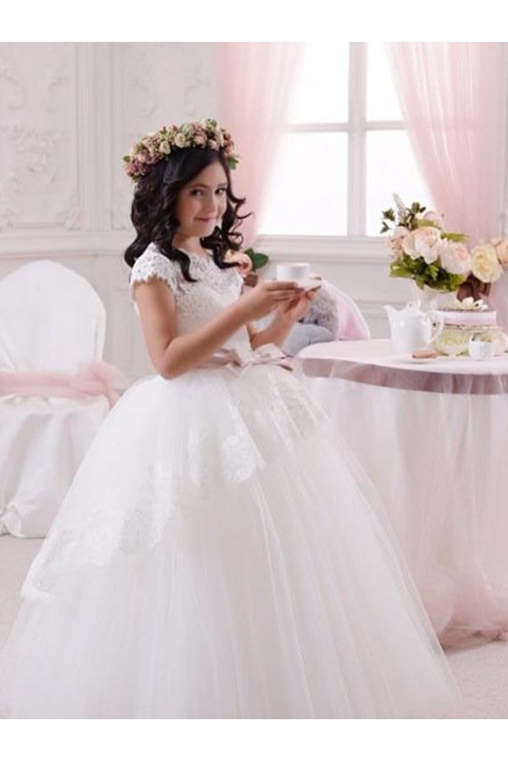 Ball Gown Sweetheart Tulle & Lace Long Ivory Flower Girl Dresses Sydney