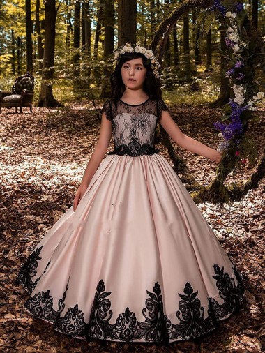 Ball Gown Sweetheart Satin & Lace Long Ivory Flower Girl Dress Sydney