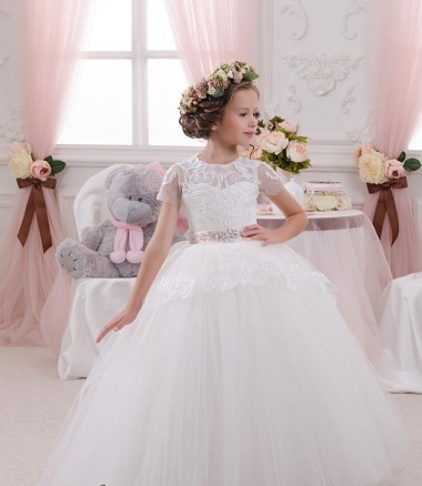 Ball Gown Sweetheart Tulle & Lace Long Ivory Flower Girl Dress Sydney