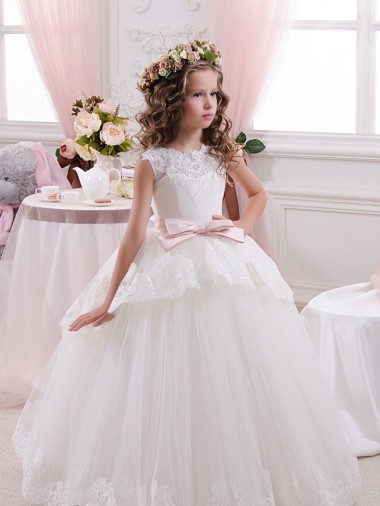Ball Gown Sweetheart Tulle & Lace Chapel Train Ivory Flower Girl Dress Sydney