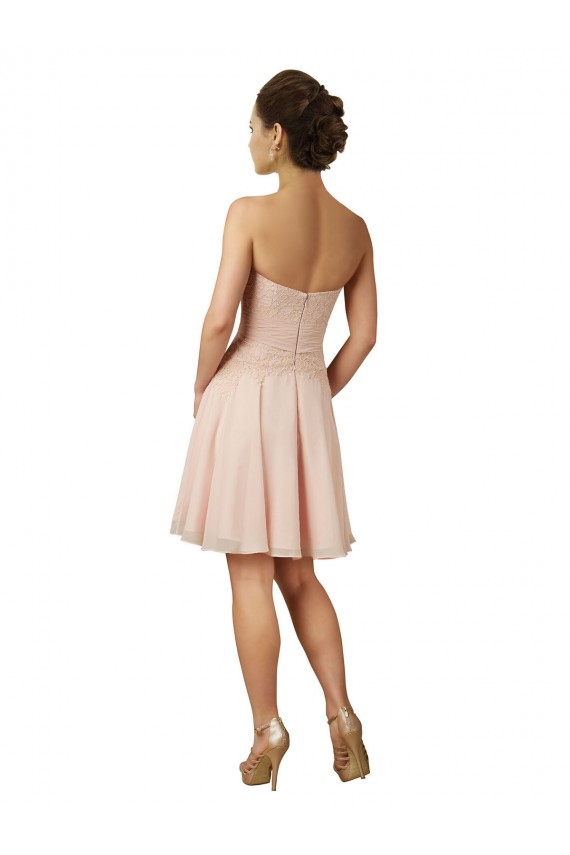 A-Line Sweetheart Soft Chiffon & Lace Knee Length Pink Bridesmaid Dress Sydney