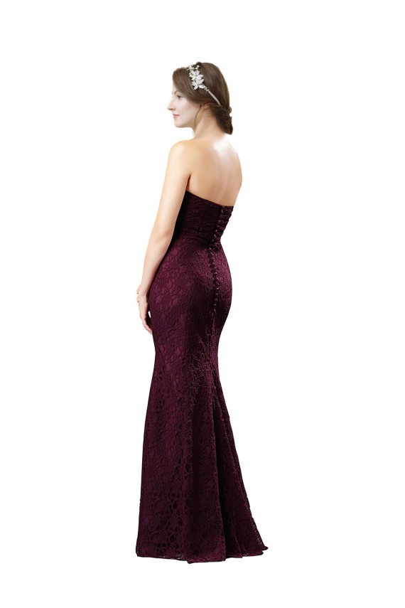 A-Line Sweetheart Lace Long Grape Bridesmaid Dress Sydney