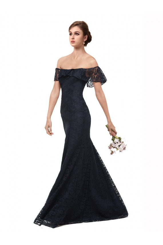 Mermaid Off the Shoulder Lace Long Dark Navy Prom Dress / Bridesmaid Dress Sydney