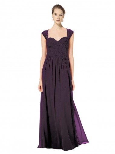 A-Line Sweetheart Soft Chiffon & Lace Long Grape Formal Dress / Bridesmaid Dress Sydney