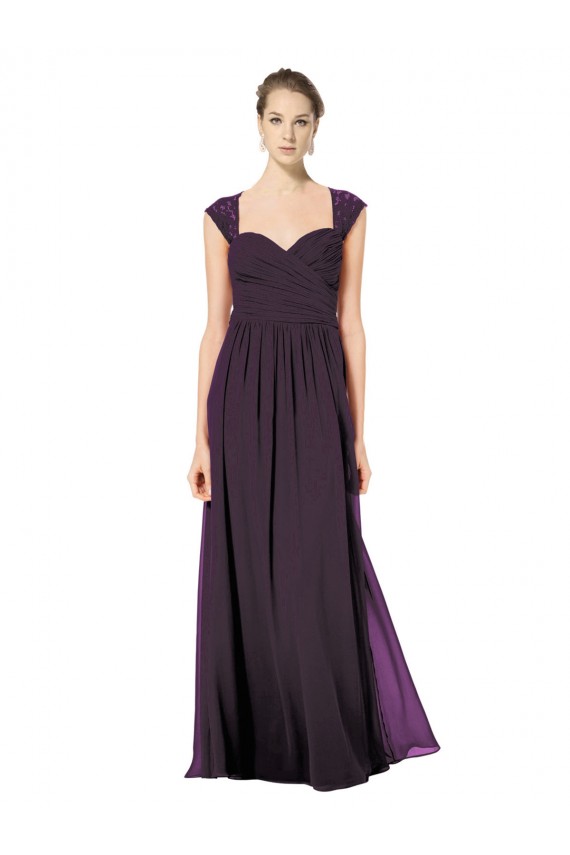 A-Line Sweetheart Soft Chiffon & Lace Long Grape Formal Dress / Bridesmaid Dress Sydney