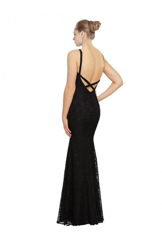 Sheath Jewel Neck Lace Long Black Bridesmaid Dress Sydney
