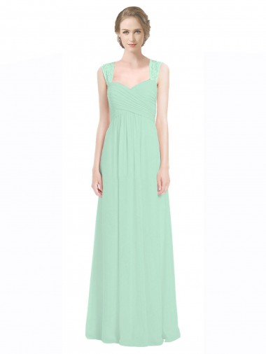 A-Line Sweetheart Soft Chiffon & Lace Long Mint Green Bridesmaid Dress Sydney