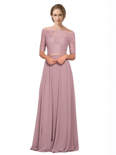 A-Line Off the Shoulder Soft Chiffon & Lace Long Prom Dress / Bridesmaid Dress Sydney