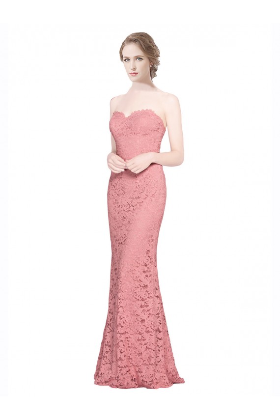 Mermaid Strapless Lace Long Salmon Formal Dress / Bridesmaid Dress Sydney
