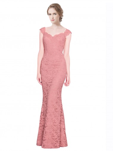 Mermaid Strapless Lace Long Salmon Prom Dress / Bridesmaid Dress Sydney