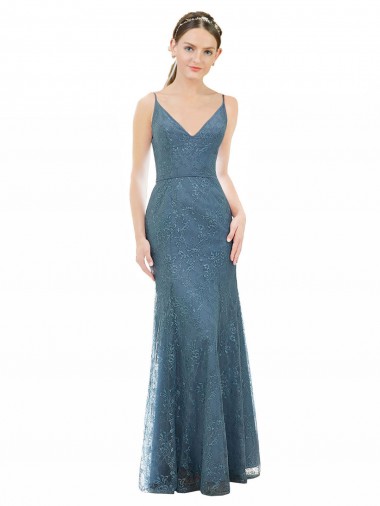 Sheath V-Neck Lace Long Bridesmaid Dress Sydney