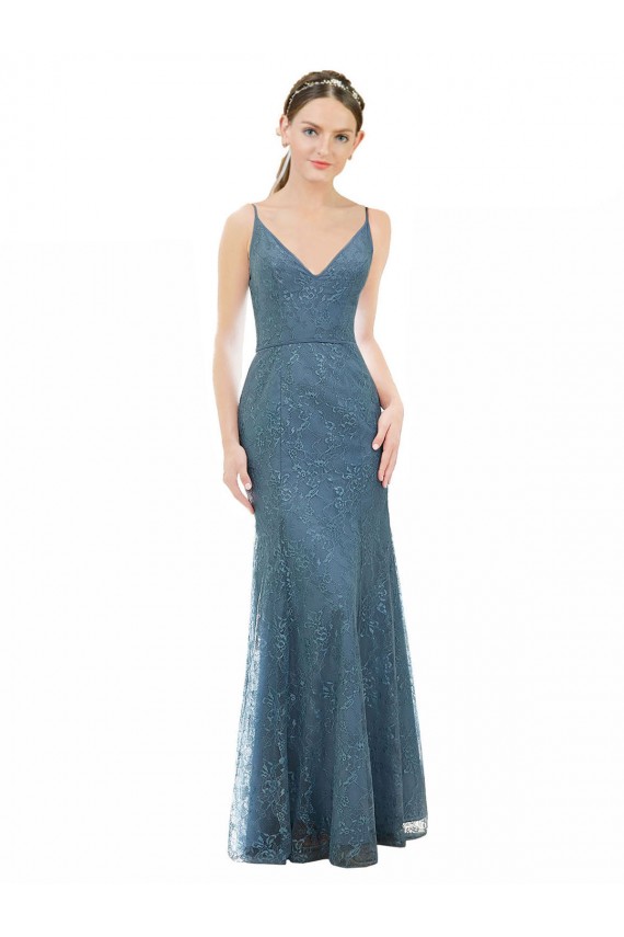 Sheath V-Neck Lace Long Bridesmaid Dress Sydney