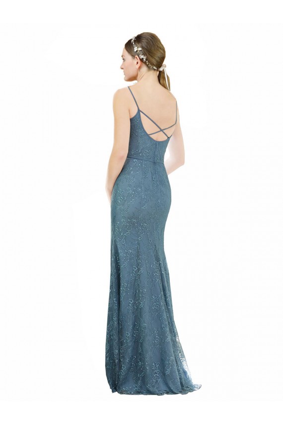 Sheath V-Neck Lace Long Bridesmaid Dress Sydney