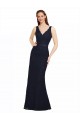 Sheath V-Neck Lace Long Dark Navy Bridesmaid Dress Sydney