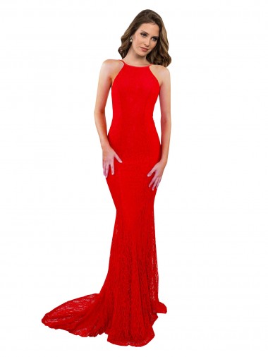 Mermaid High Neck Lace Long Red Formal Evening Gown / Prom Dress / Bridesmaid Dress Sydney