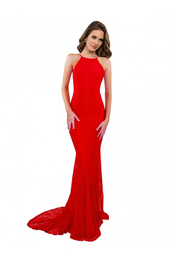 Mermaid High Neck Lace Long Red Formal Evening Gown / Prom Dress / Bridesmaid Dress Sydney