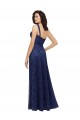 A-Line V-Neck Lace Long Dark Navy Bridesmaid Dress Sydney
