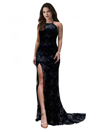 Mermaid High Neck Lace Long Black Black Tie Evening Gown / Prom Dress / Bridesmaid Dress Sydney