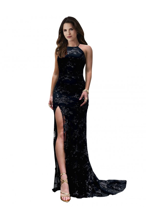 Mermaid High Neck Lace Long Black Black Tie Evening Gown / Prom Dress / Bridesmaid Dress Sydney